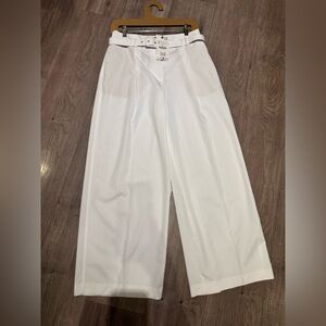 Zara Pleated White Wide-Leg Trousers